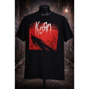 Korn Band Tee XL Black Red Graphic T-Shirt Shadow Man Nu Metal Rock Grunge Y2K